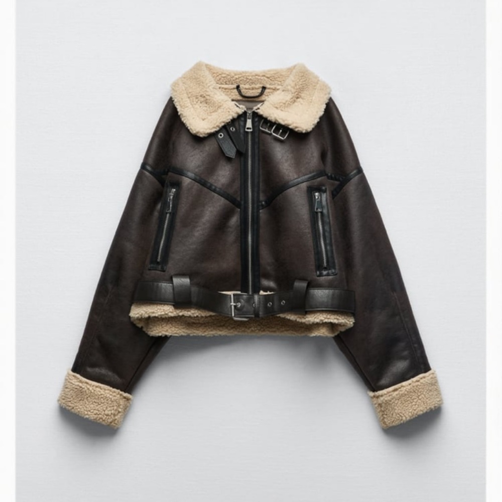 Zara double sided short belted jacket new